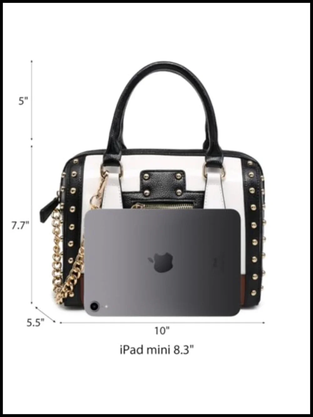 Faux Leather Barrel Satchel Handbag with Rivets, Top Handle Shoulder Purse